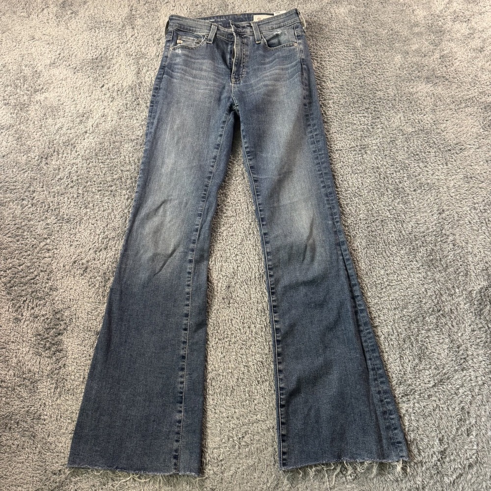 AG Womens The Angel Bootcut Jeans 26x32 Blue Raw Hem Stretch Denim